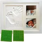 Baby Handprint &amp; Footprint Keepsake Photo Frame Kit - Personzalize It W/ Bonus