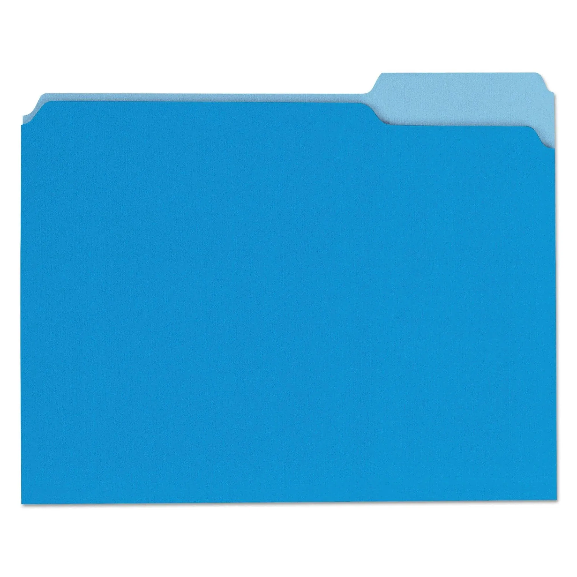 Deluxe Colored Top Tab File Folders, 1/3-Cut Tabs: Assorted, Letter Size, Blue/Light Blue, 100/Box