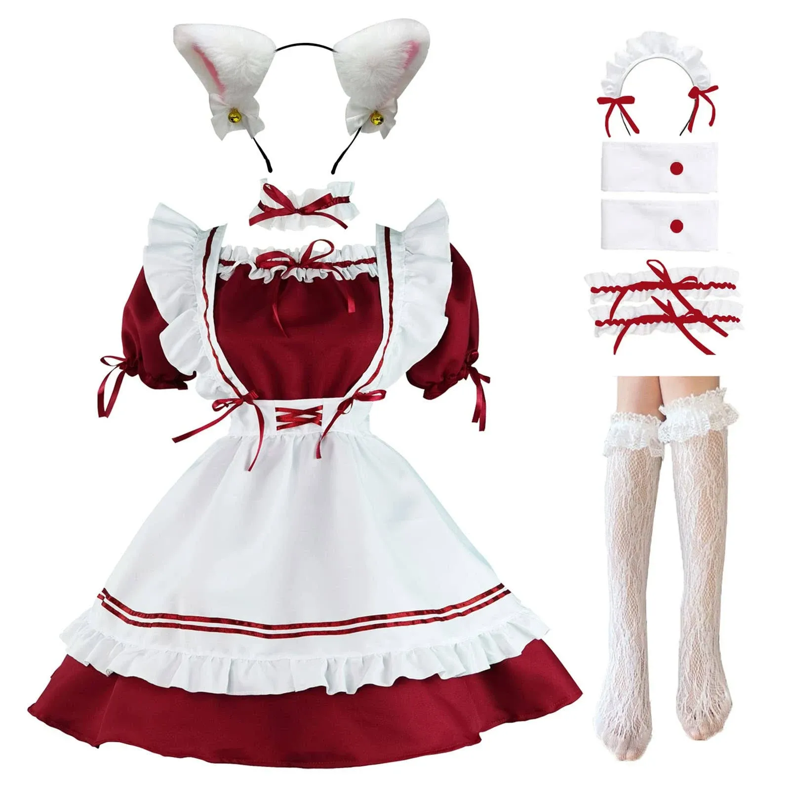 LISANEK Maid Outfit Anime Cosplay Lolita Maid Dress French Maid Costume Plush ca