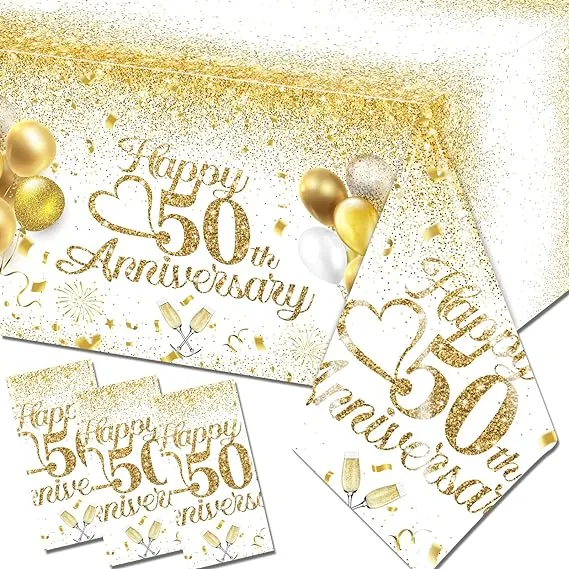 Happy 50th Anniversary Table Cloth,50 Year Anniversary 50 Anniversary