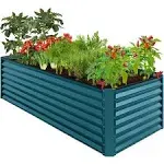 Best Choice Products 8x4x2ft Outdoor Metal Raised Garden Bed, Planter Box for Vegetables, Flowers, Herbs - Peacock Blue