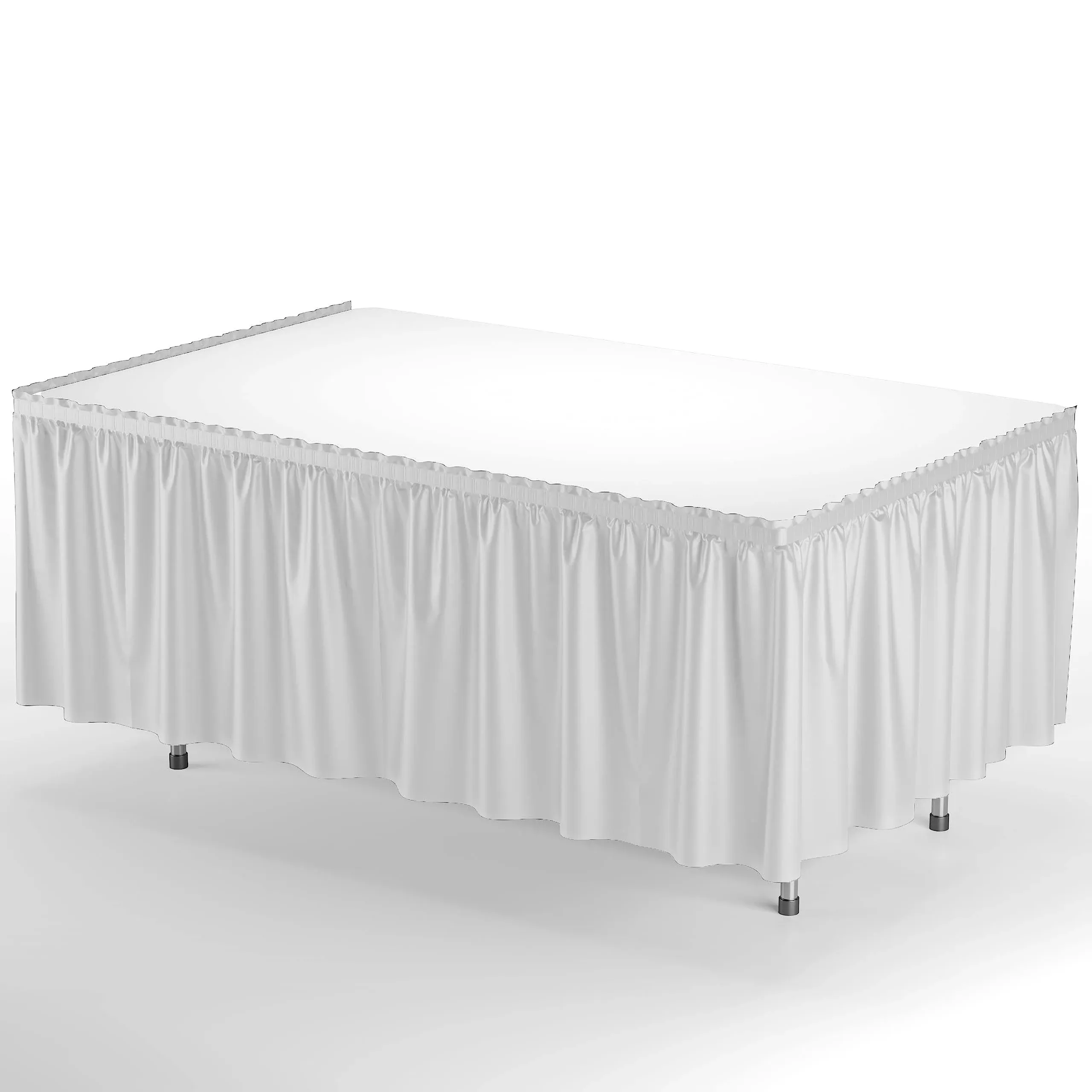 White plastic table skirt