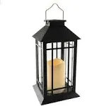 Solar Powered Lantern with LED Candle Black Window     