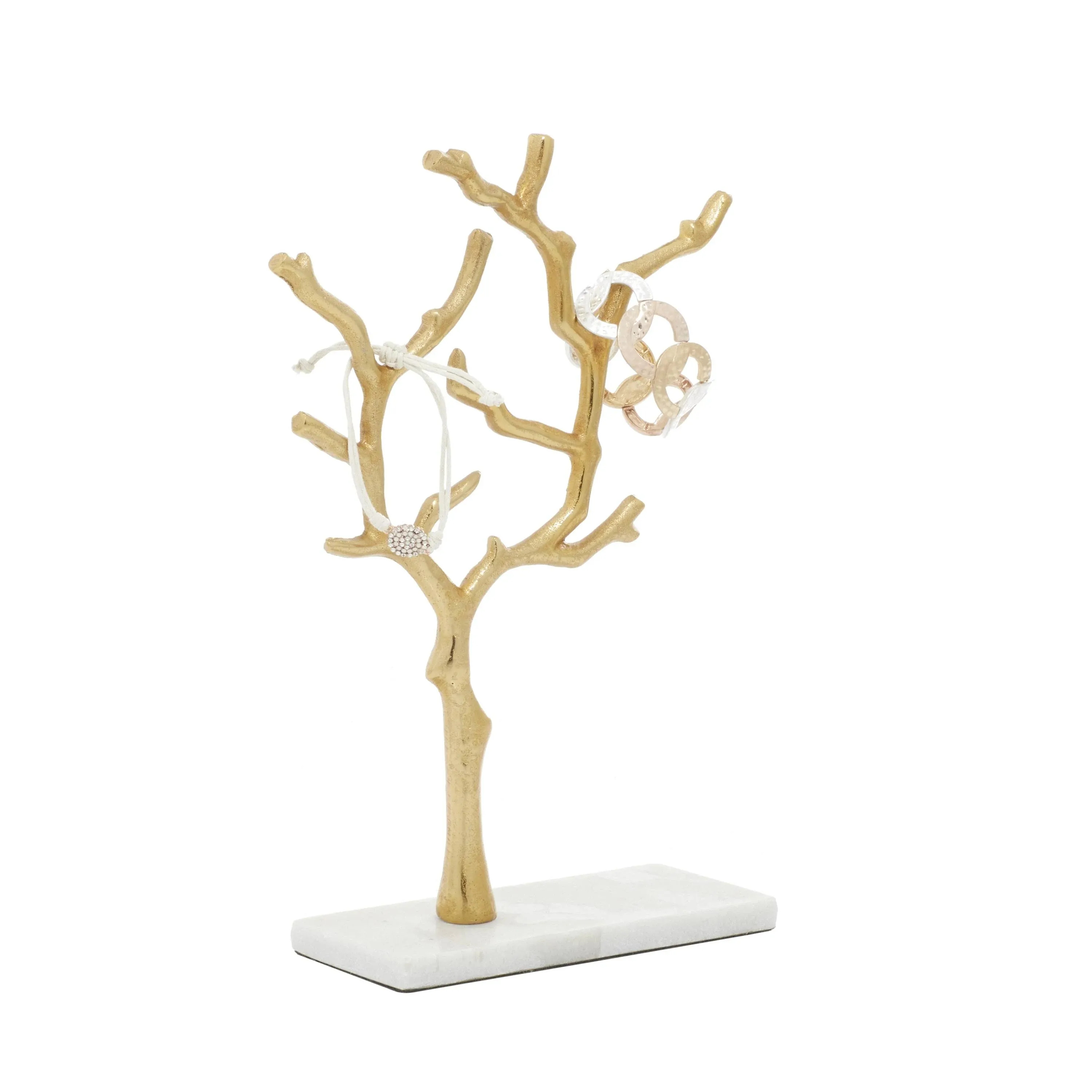 Juniper + Ivory 13 In. x 9 In. Modern Jewelry Stand Gold Marble and Aluminum - Juniper + Ivory 54285