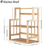 HYNAWIN Bamboo Spice Rack Storage Shelves-3 tier Standing pantry Shelf for kitchen counter storage,Bathroom Countertop Storage Organizer Desk Bookshelf with Adjustable Shelf Cabinet, Wooden