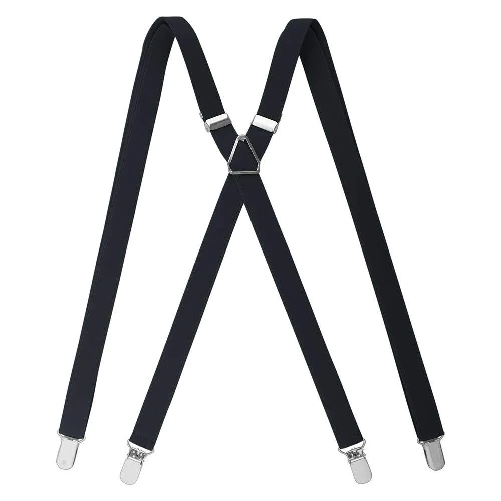 TopTie Men's Solid Suspenders Elastic 3/4 Inch X Back Adjustable Suspenders
