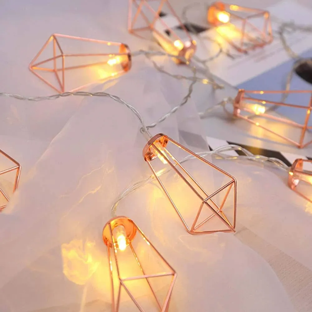 Twinkle Star 10 LED 6.6 ft Diamond String Lights Battery Operated, Geometric ...