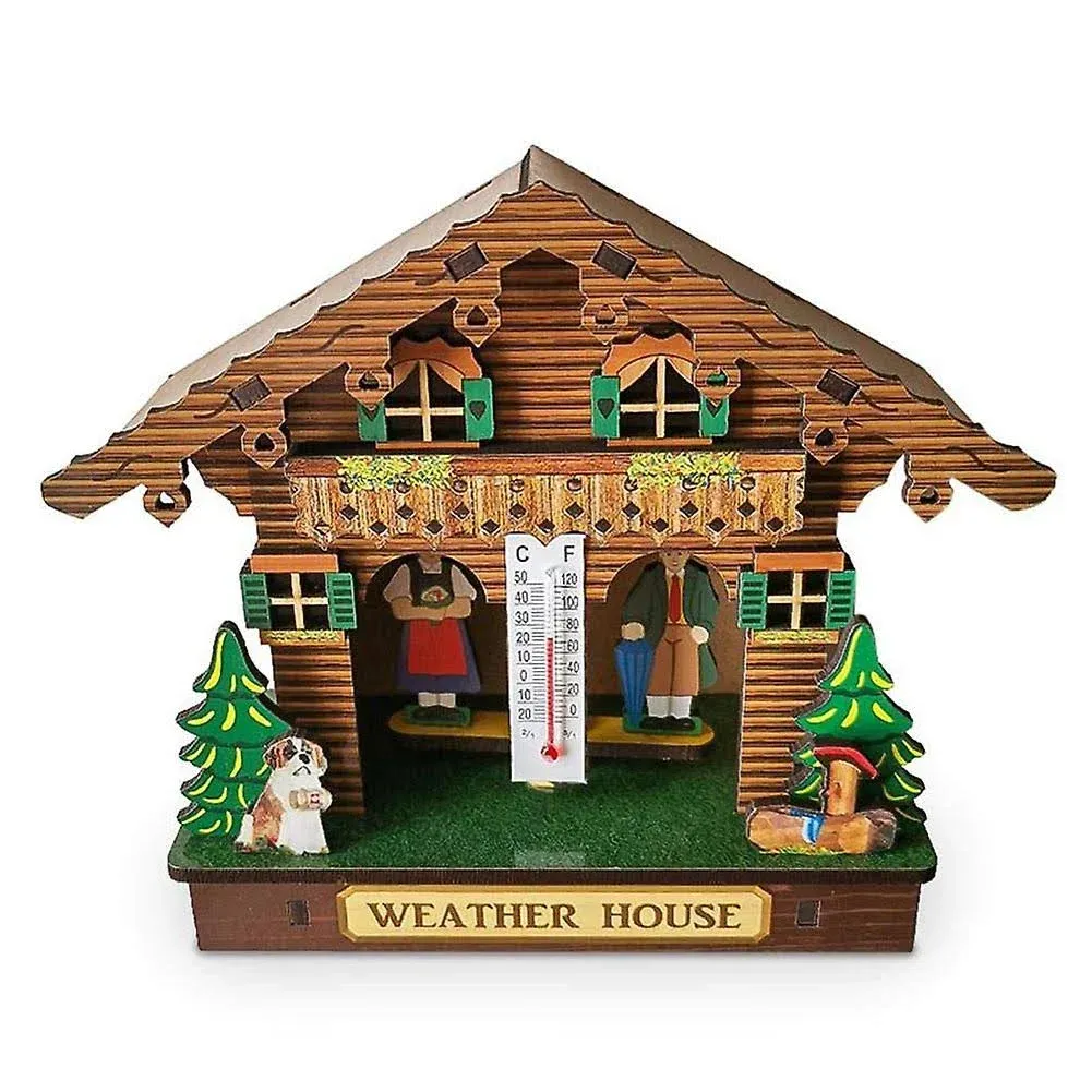 Wooden Weather House Forest Figurines With Man And Woman, Barometer, Decorative Outdoor Thermometer And Hygrometer   Perfect Home Decoration From Gonzizhen, $15.15 | DHgate.Com