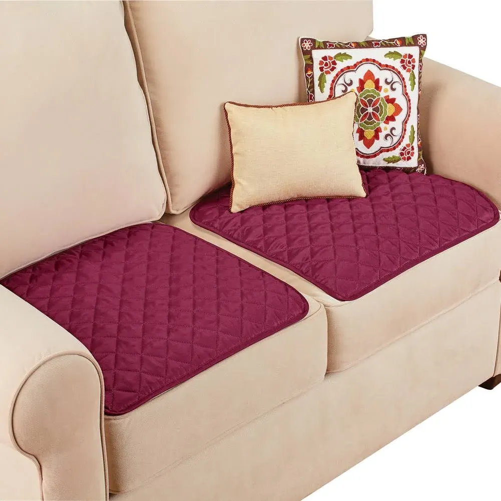 Collections Etc Quilted Waterproof Seat Protector - Set of 2 - Machine Washable, Use for Indoor or Outdoor Seating, Burgundy