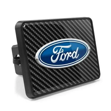 Compatible with - Ford Logo UV Graphic Carbon Fiber Look Metal Face-Plate on ABS Plastic 2 Tow Hitch Cover