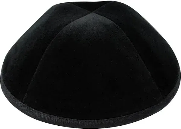 iKippah Velvet 4 Part Yarmulka with Rim - Black, 3