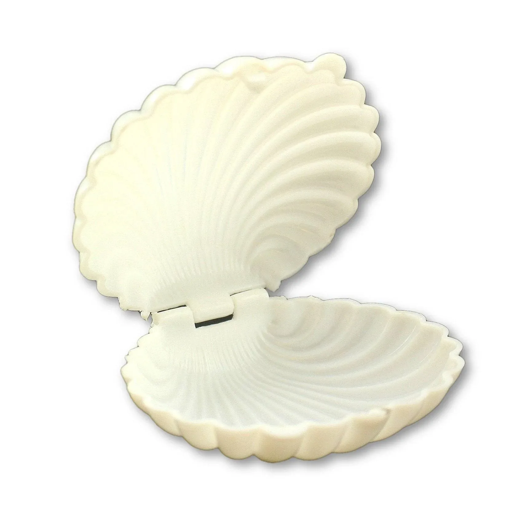 3.5 inch White Plastic Seashell Clam Shell Party Favors Bulk 12 Pieces