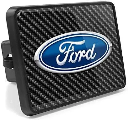 Ford Logo UV Graphic Carbon Fiber Look Metal Face-Plate On ABS Plastic 2 inch Tow ...