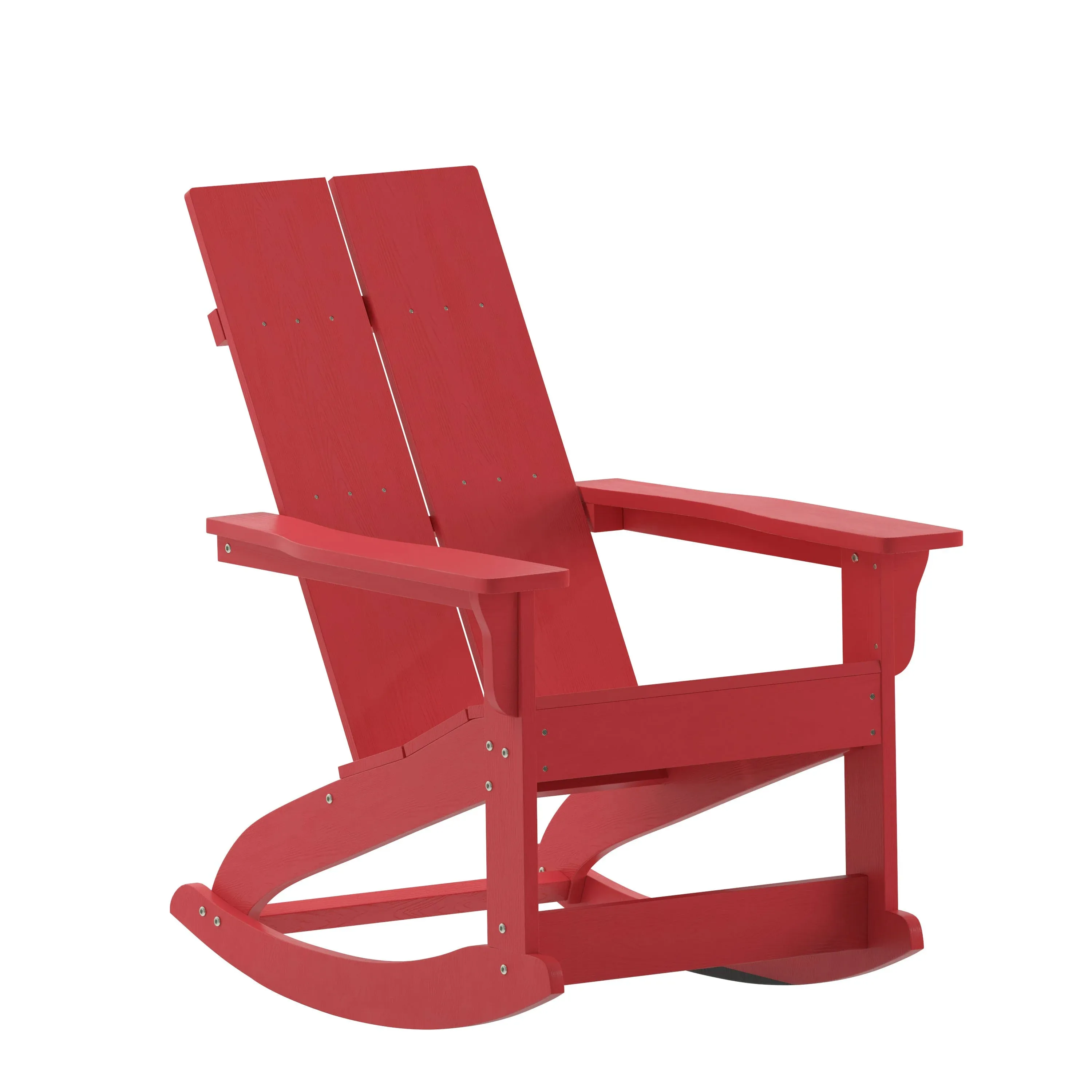 Flash Furniture Finn Modern All-Weather 2-Slat Poly Resin Rocking Adirondack Chair