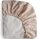 Mushie Extra Soft Muslin Crib Sheet (Natural Stripe)