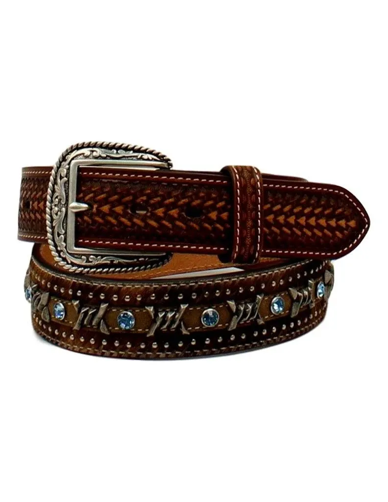 Ariat Men's Rhinestone Hair Barbwire Lacing Belt