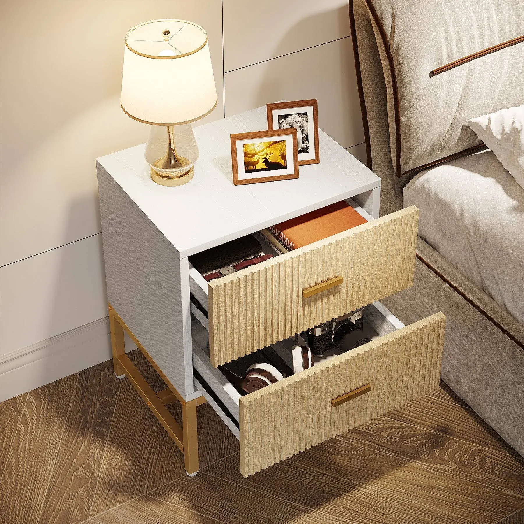 Tribesigns Nightstand With 2-Drawer Bed Side Table With Storage Cabinet End