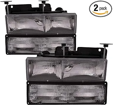 Headlights Fits Chevrolet GMC Blazer Silverado C/K 1500 2500 3500 Suburban HD Chevy Pickup JIMMY/YUK Chrome Housing Halogen Lamps