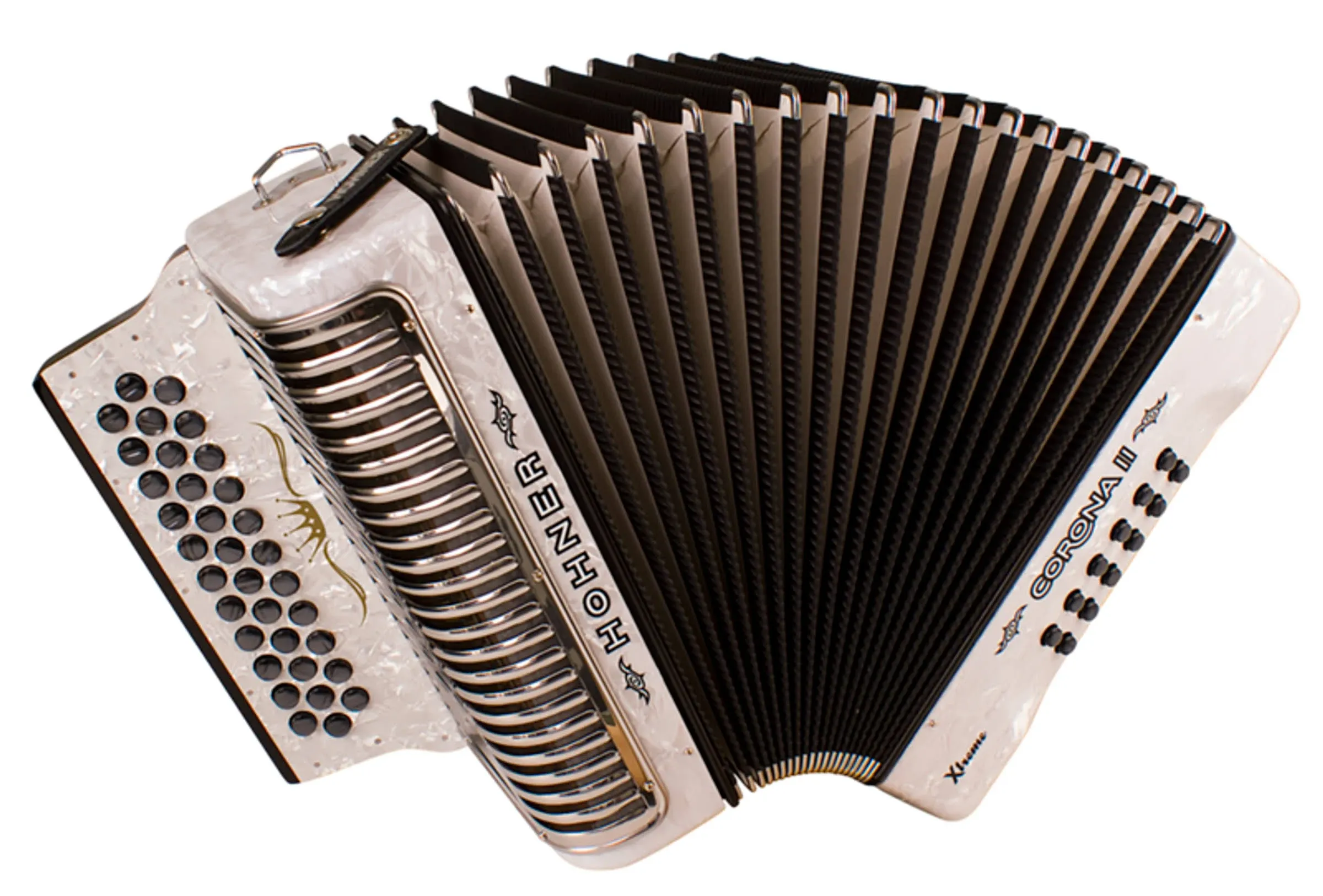 Hohner Corona Ii Xtreme Diatonic Accordion - Keys Of F/Bb/Eb - Pearl White