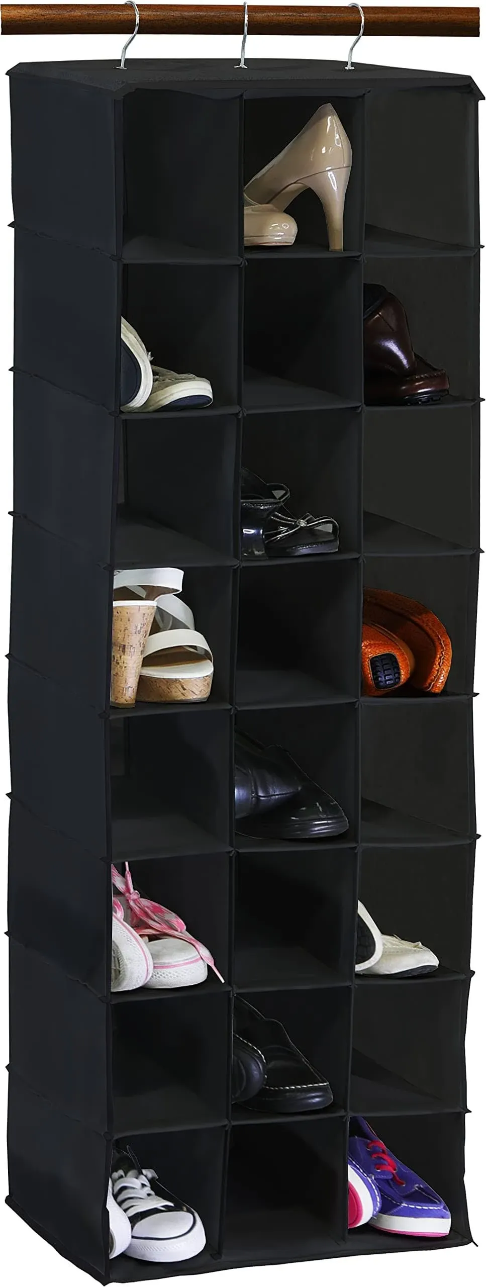 Simple Houseware Hanging Closet Organizers 24 Section Shoe Shelves Black