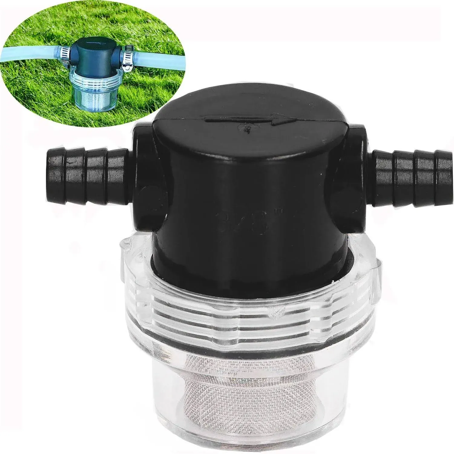 3/8 Inch Water Pump Strainer Hose Barb In-Line Strainer Twist-On Sprayer Filt...