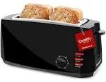 Elite Gourmet - 4 Slice Long Slot Cool Touch Toaster - Black