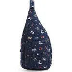 ☘Vera Bradley Retired Snow Globe Motifs Nay Quilted Sling Backpack  New ☘