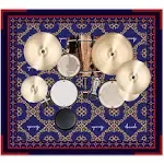 Aucuda Starry Blue Drum Rug Mat 6x6.6ft Tightly Woven Fabric Drum Floor Mat with Non Slip Grip Bottom, Electric Drum Carpet Accessories for Drumming, Living Room, Soundproof, No Crease, Autumn, Fall.