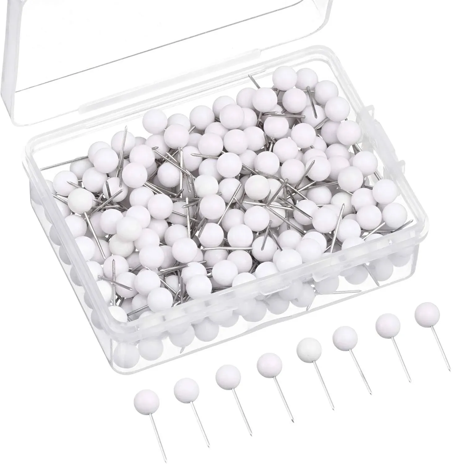 Map Tacks Push Pins Small Size 300 Packs (White, 1/5 inch)