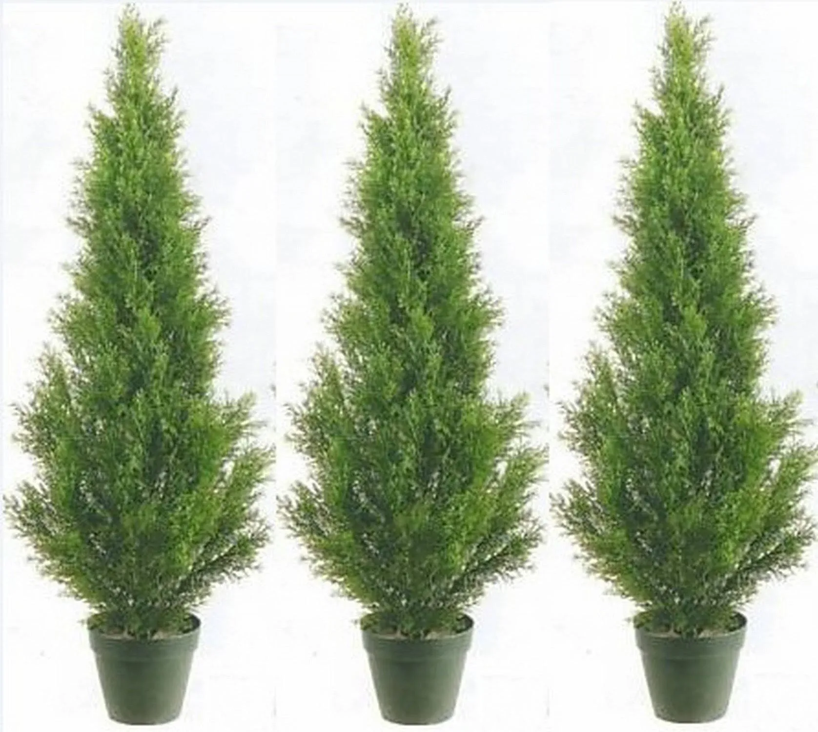 Two 3 Foot Artificial Cedar Topiary Trees Potted Indoor or Outdoor