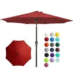 JEAREY 9ft Outdoor Patio Umbrella Outdoor Table Umbrella with Push Button Tilt and Crank, Market Umbrella 8 Sturdy Ribs UV Protection Waterproof for