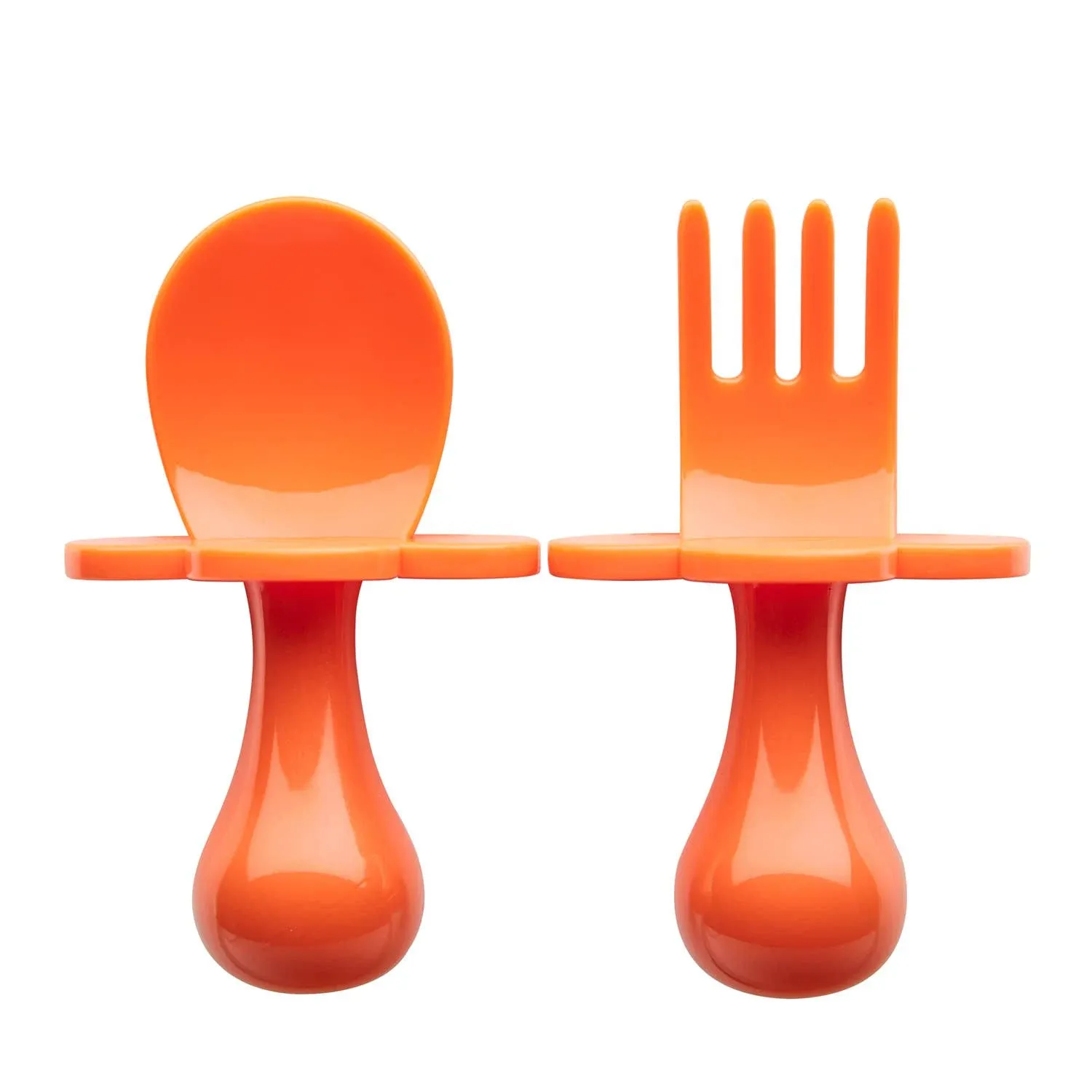 Grabease First Self Feeding Fork and Spoon Set - Orange , BabySupermarket