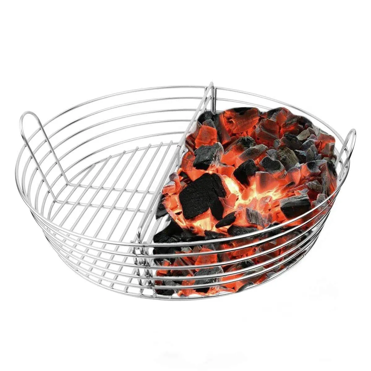 Lump Charcoal Fire Basket with Divider XLarge Big Green Egg  Grill Ash Basket