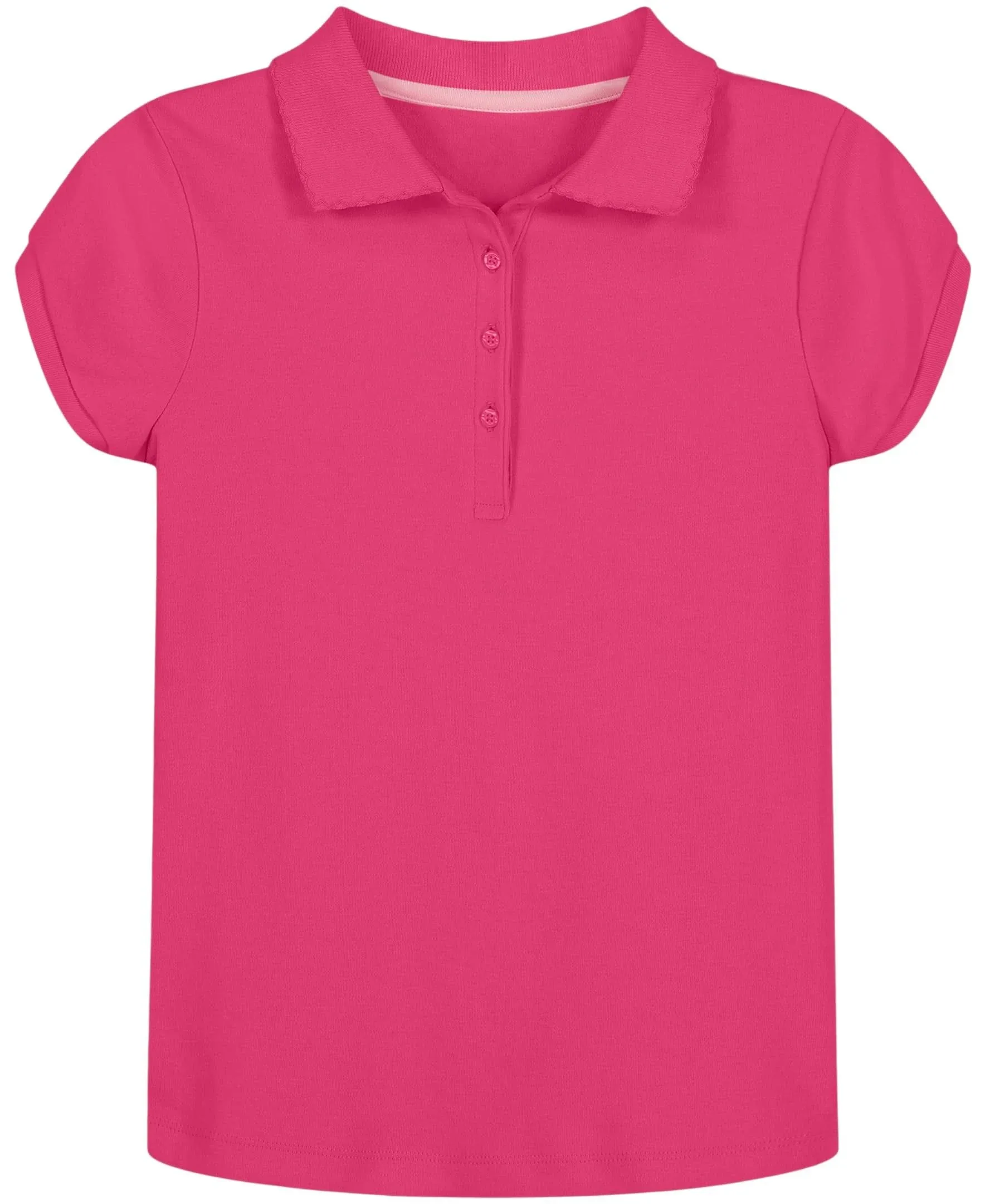 Nautica Girls' School Uniform Short Sleeve Polo Shirt, Button Closure, Soft Pique ...