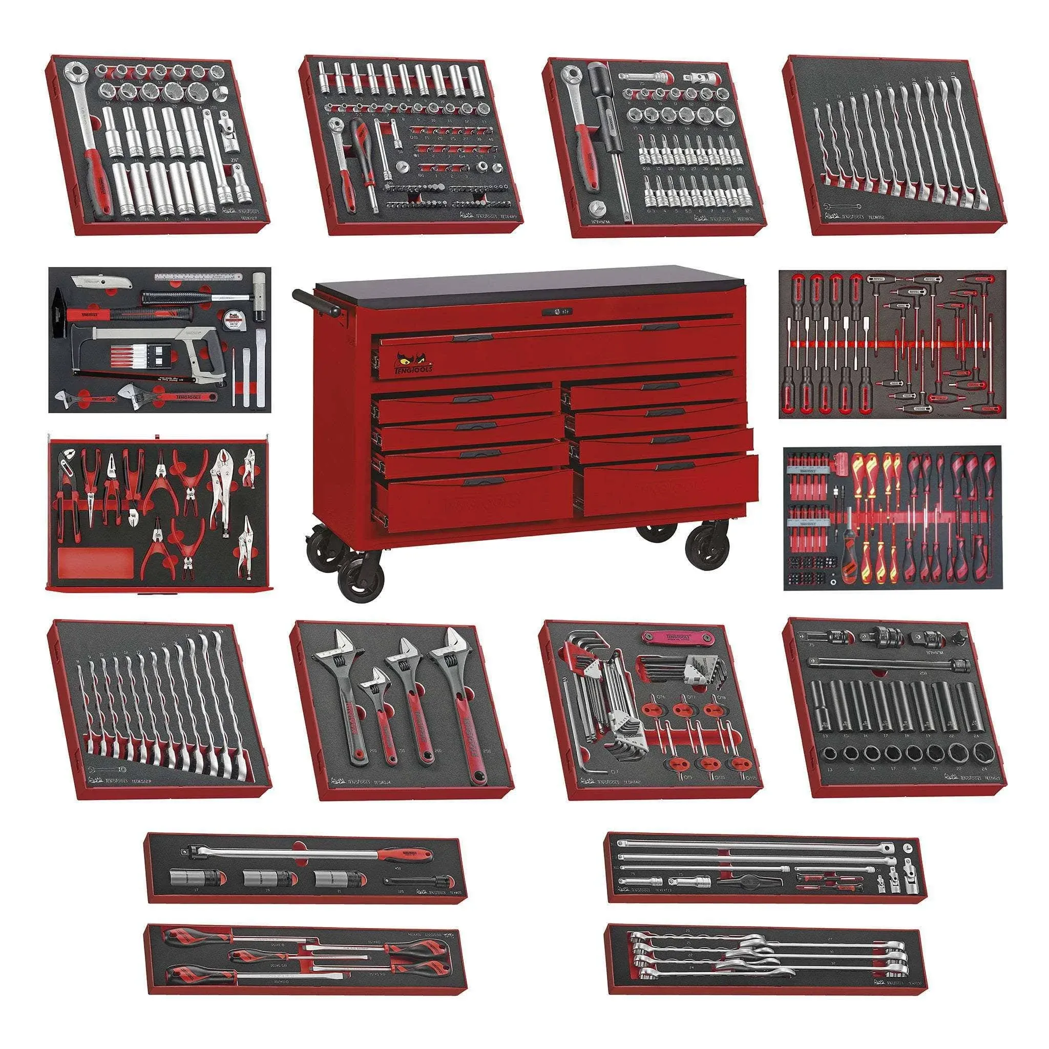 Teng Tools 9 Drawer 53 inch Wide Mega Bundle Foam Tool Kit - TCW809N