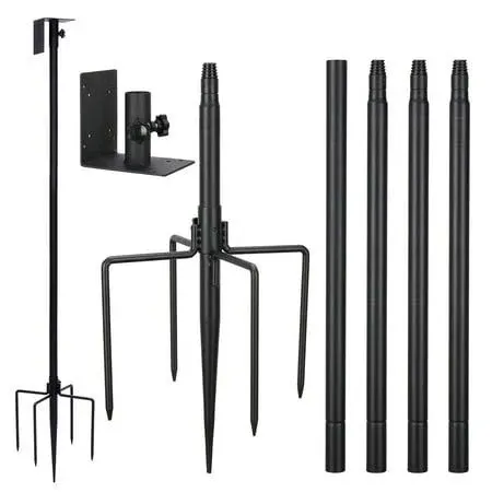  Universal Mounting Pole Kit for Bird Feeder and Bird House, 80&#034; Heavy Black