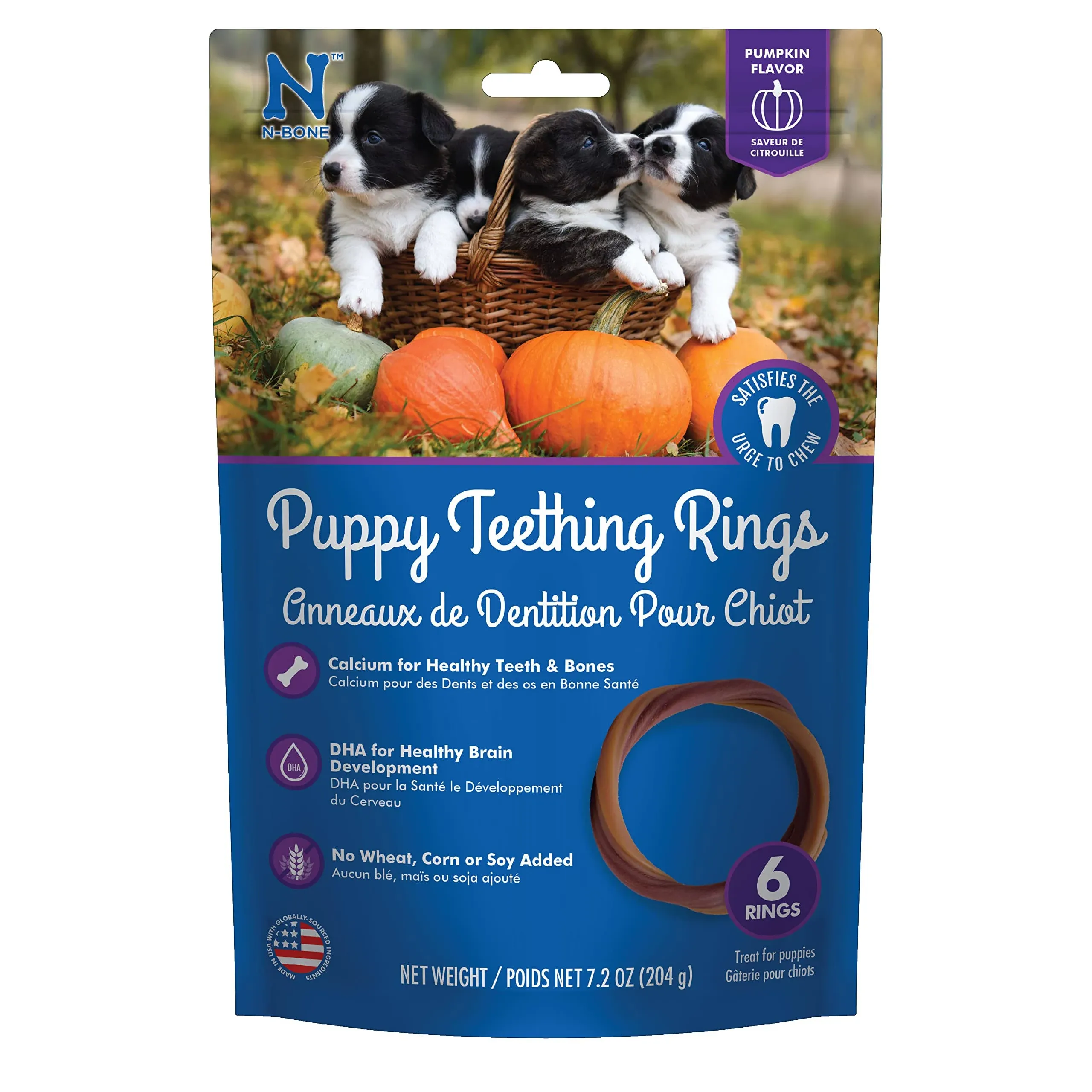 N-Bone Puppy Teething Ring Dog Treats - Pumpkin Flavor