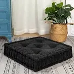 MAXYOYO Square Chenille Floor Pillow, Black, 20"x20"x5.5", 1Pcs