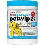 Petkin Mega PetWipes, 200 Wipes - Pet Wipes for Dogs and Cats - For Face, Paws, Ears, Body and Eye Area - Super Convenient Dog Cleaning Wipes, Ideal for Home or Travel - Easy to Use