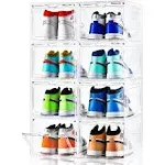 Large Shoe Storage Box,8 Pack,Shoe Box Clear Stackable,Drop Front Shoe Box Door