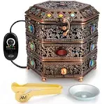 AM Electric Incense Bakhoor Burner - Frankincense Burner | Agarwood | Oud | Powder Incense Kit | quemador de incienso | with Adjustable Timer & Storage Drawer