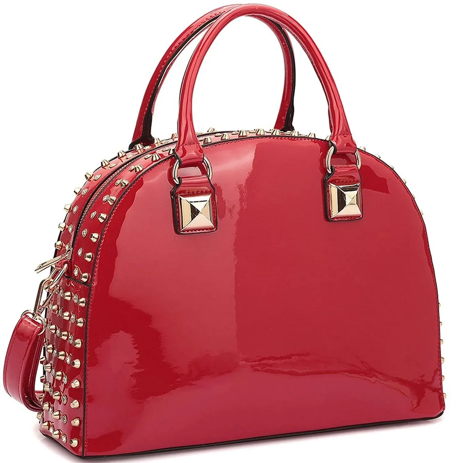 Dasein Patent Rhinestone Handbags for Women Studded Dome Zip Around Shoulder ...