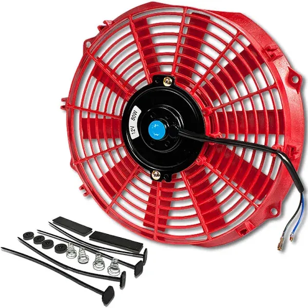 DNA Motoring 12" High Performace Electric Cooling Slim Radiator Fan w/Mounting Kit (Red)