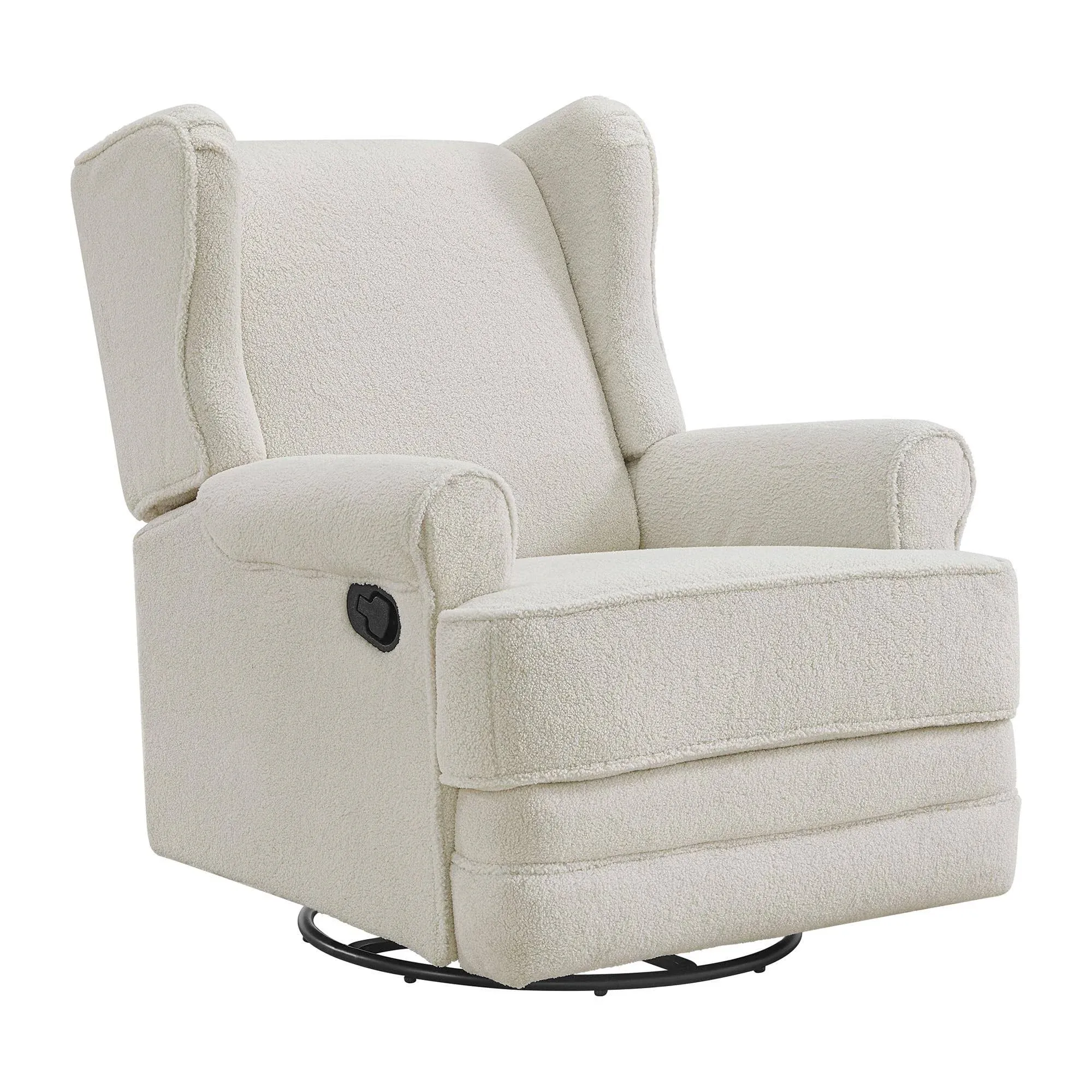 Oxford Baby Teegan Upholstered Swivel Glider & Recliner Nursery Chair, Boucle White