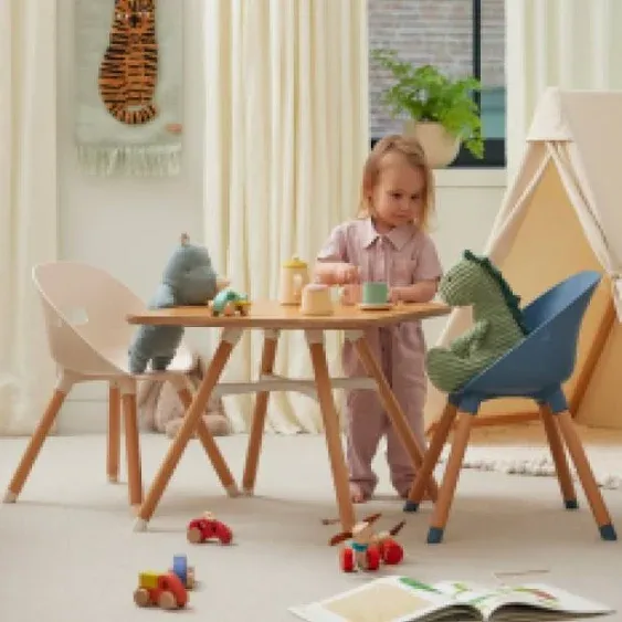 Lalo The Play Table, Wooden Preschool Table and Kids Activities Table with Easy to Clean Surface - Quick & Easy Set Up - Safe and Secure, 23 ⅝ x 23 ⅝ x 19 ⅛ in - Coconut