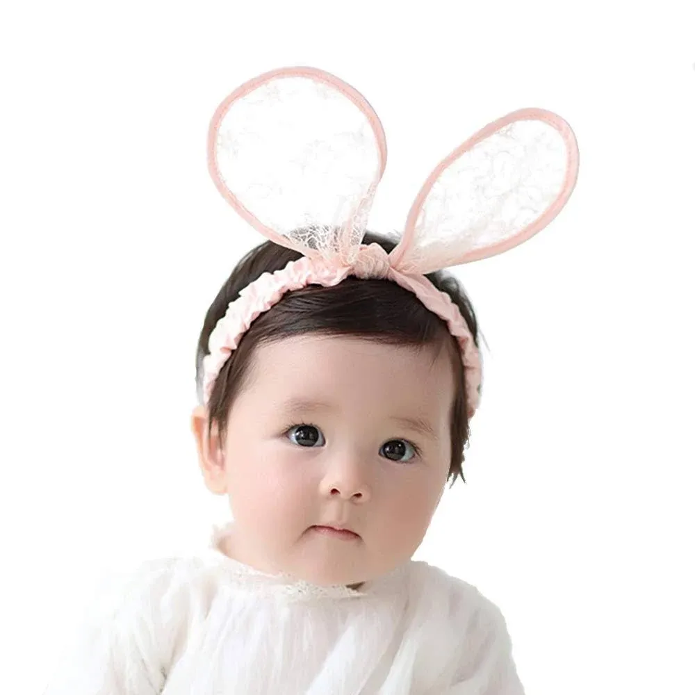 Smartown 2-Pack Easter Bunny Headbands Rabbit Ears Lace Elastic Bow - Stretch ...