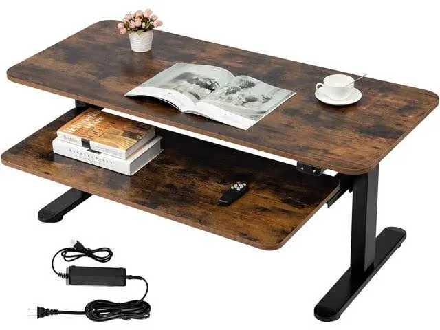 Topsky Electric Adjustable Coffee Table with Pull-Out Tray for Home and Office ...