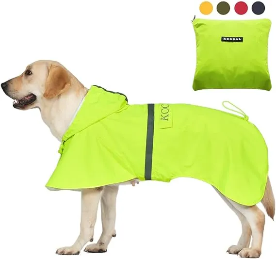 KOOGAL Pet Large Dog Raincoat Apparel Poncho 6XL, Fluorescent Yellow