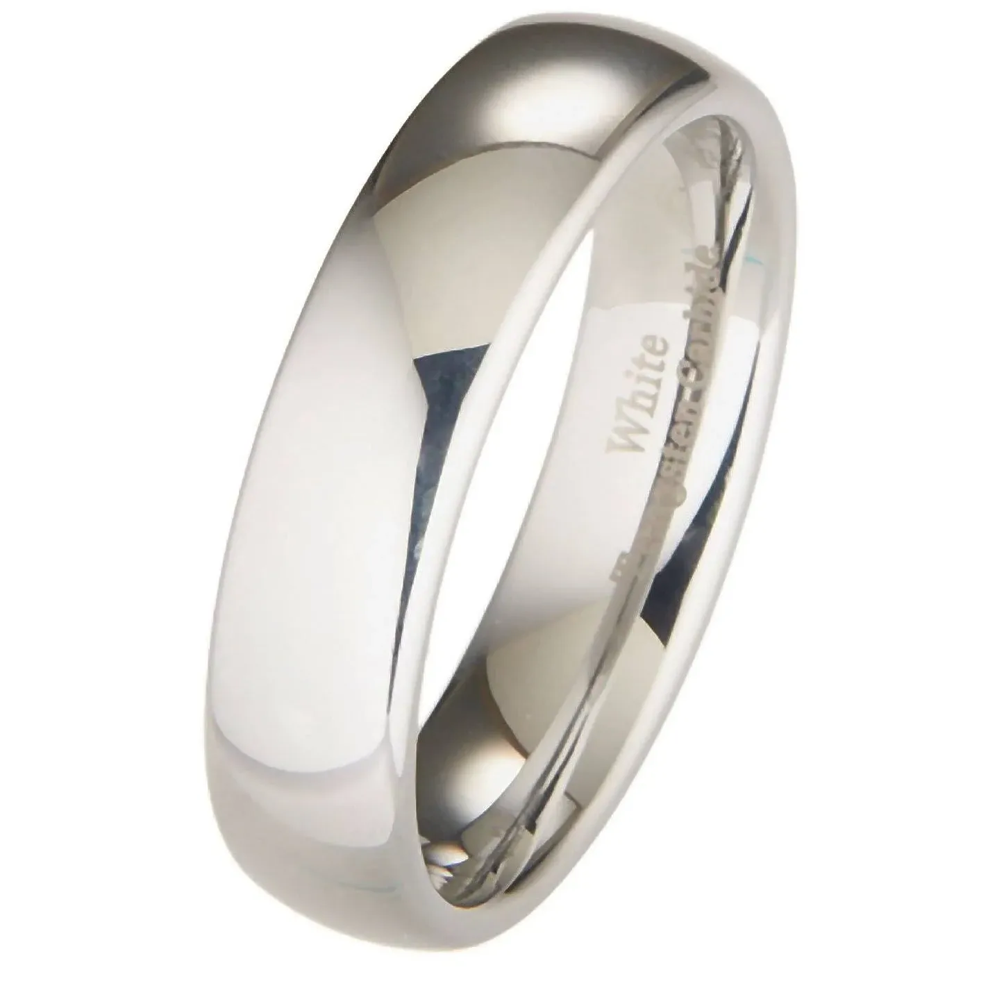 Metals Jewelry White Tungsten Carbide 6mm Wedding Band Polished Classic Ring Size ...