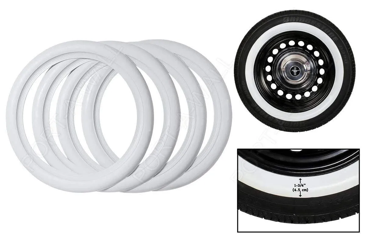 17 inch Rims Whitewall Portawall Sidewall Rubber Tire Ring Set of 4